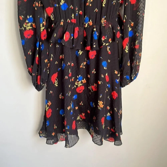 The Kooples Paris Black Daydream Flowers Silk Mini Dress Size 0 - Picture 11 of 13
